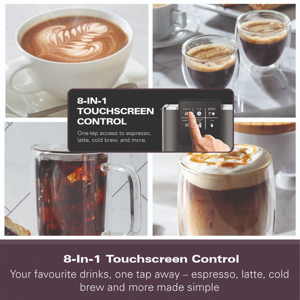 Hamilton Beach BaristaPro + Touch 8 in 1 Espresso With Milk Black