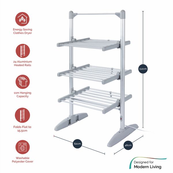 Rediffusion Ultra Compact Heated Clothes Airer With Cover