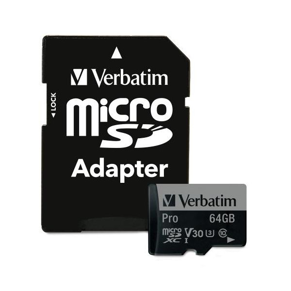 Verbatim Pro Micro SDXC Memory Card Class 10 UHS-I U3 64GB 47042