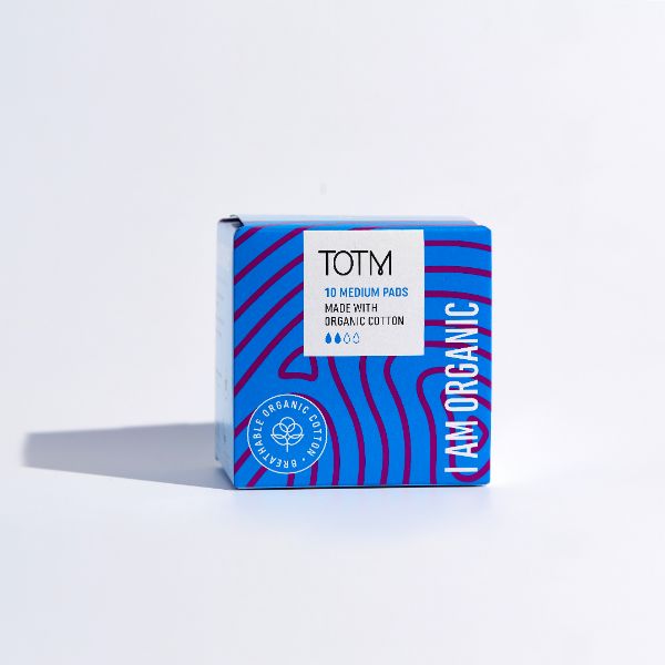 TOTM Organic Cotton Medium Pads (x10) with wings - 5 packs