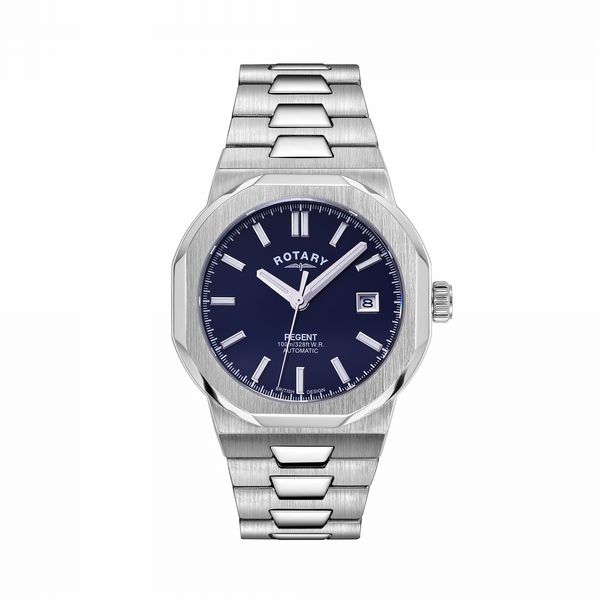 Rotary Men'S Regent Automatic Ss Bracelet Blue Dial 100M
