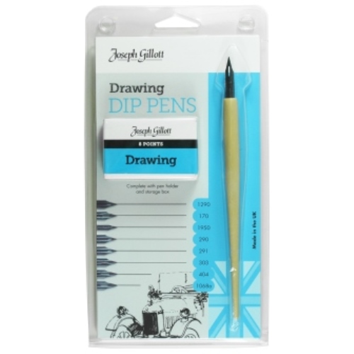 William Mitchell Calligraphy: Joseph Gillott Drawing Set: 8 Nibs and Pen Holder