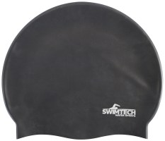 SwimTech Silicone Swim Cap - Black - Each